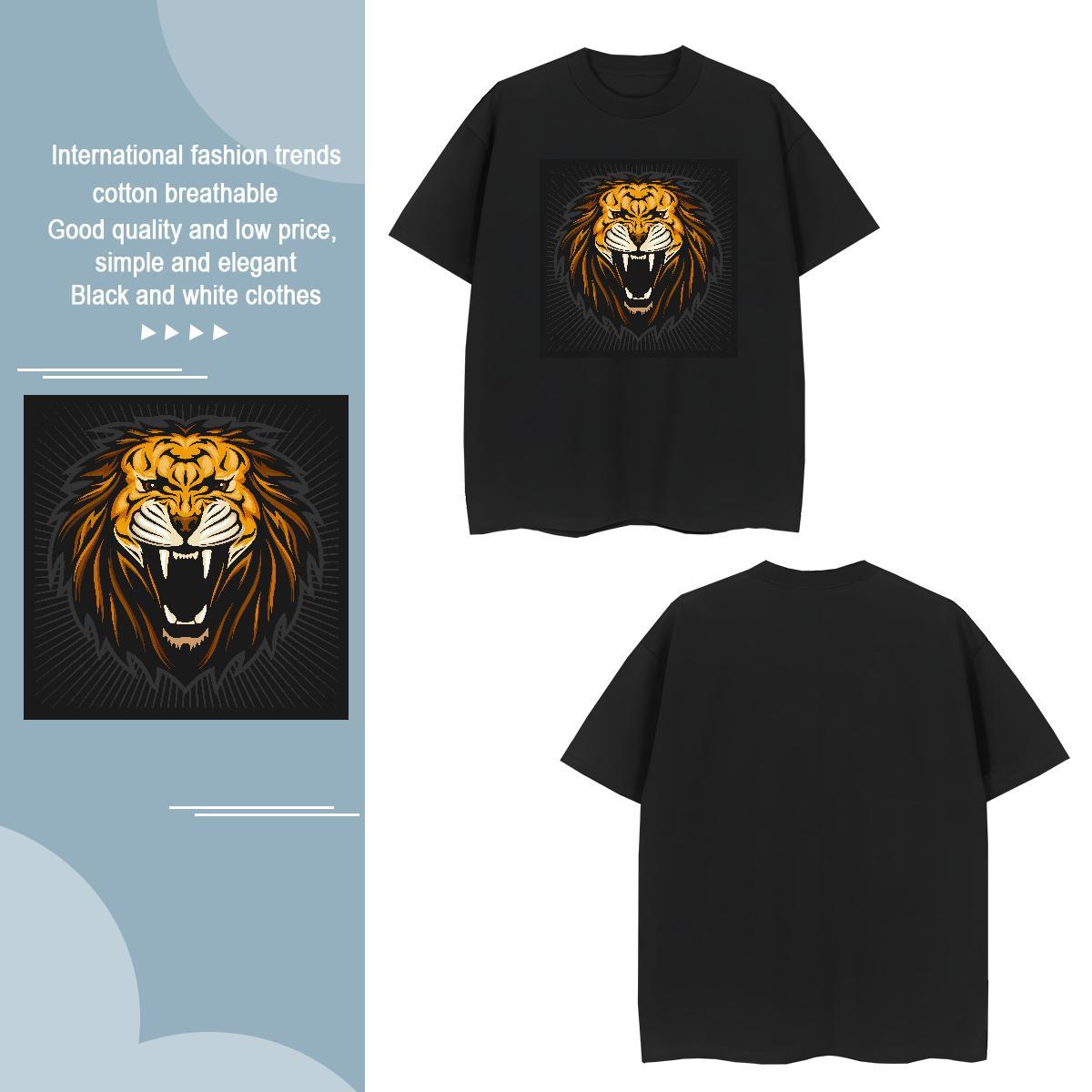High Quality T-Shirts for Men lion Short Sleeve O-Neck Outdoor DIY Printed 230g Pure Cotton Mens Tshirts 2024 Designer Tops Tees
