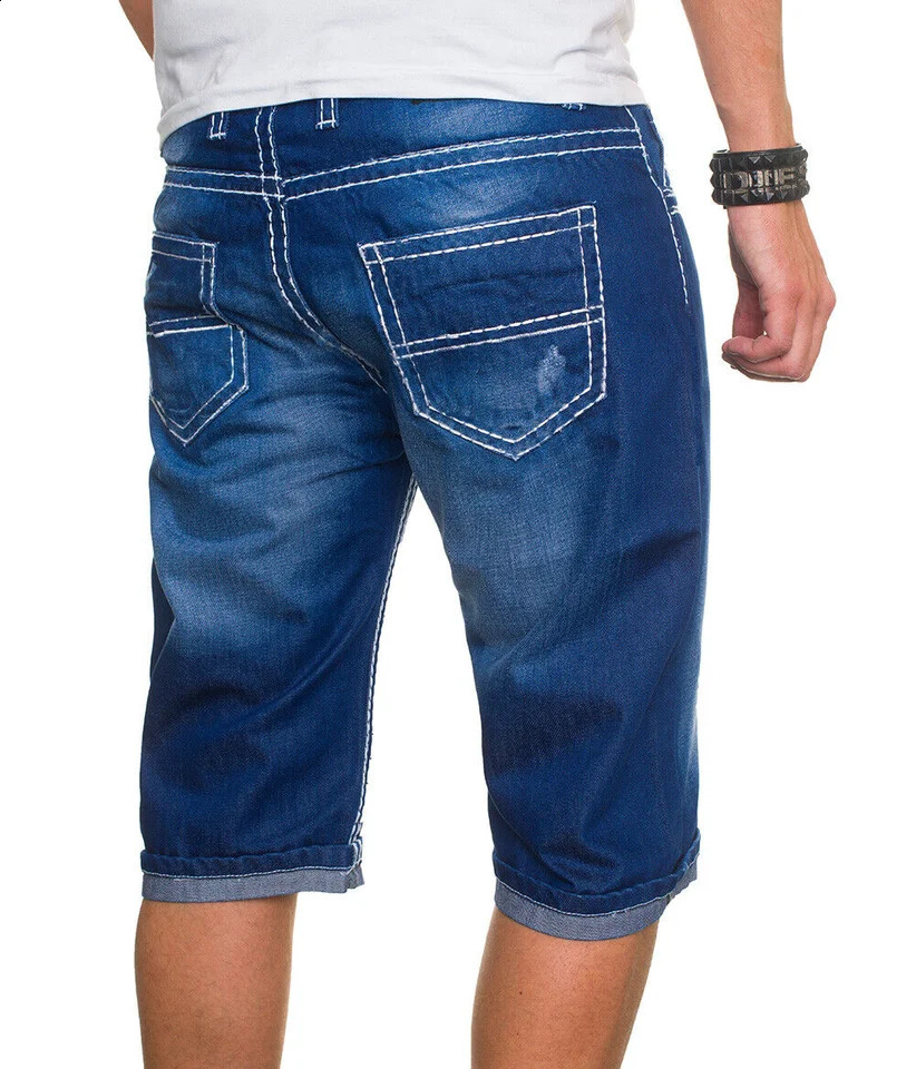 Mens short denim jeans thin knee length casual cool summer pants stretch daily highquality Trouser arrival 240819