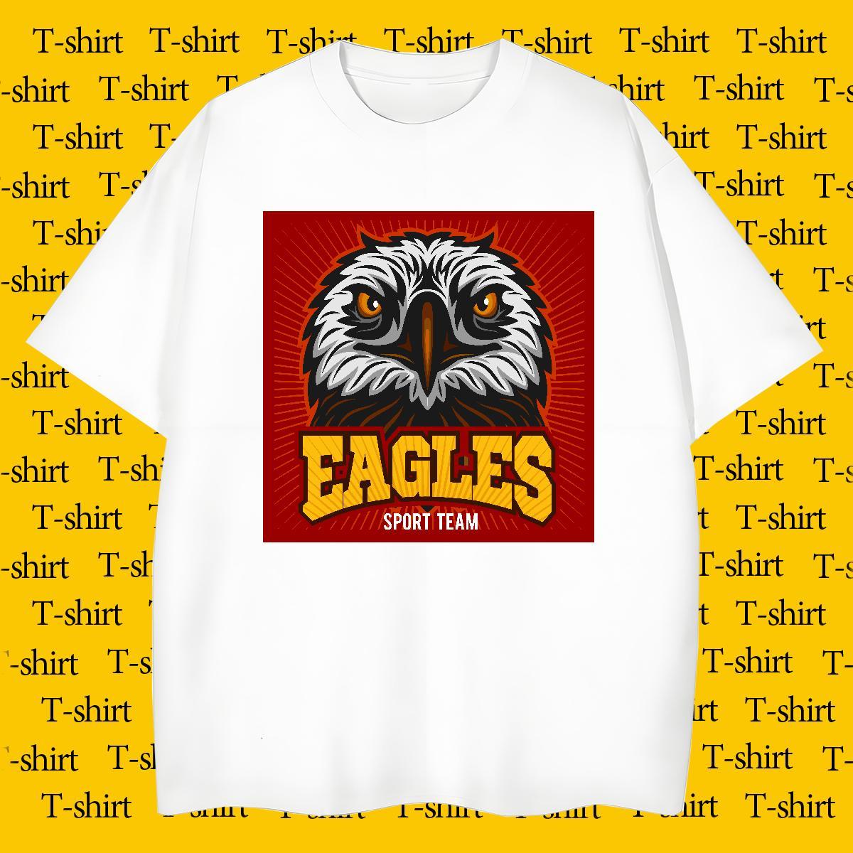 Popular T shirt eagle Breathable Short Sleeve Spring Summer White Plus Size 100% Cotton 230g Tshirt for Man Woman 2024 DIY Wear