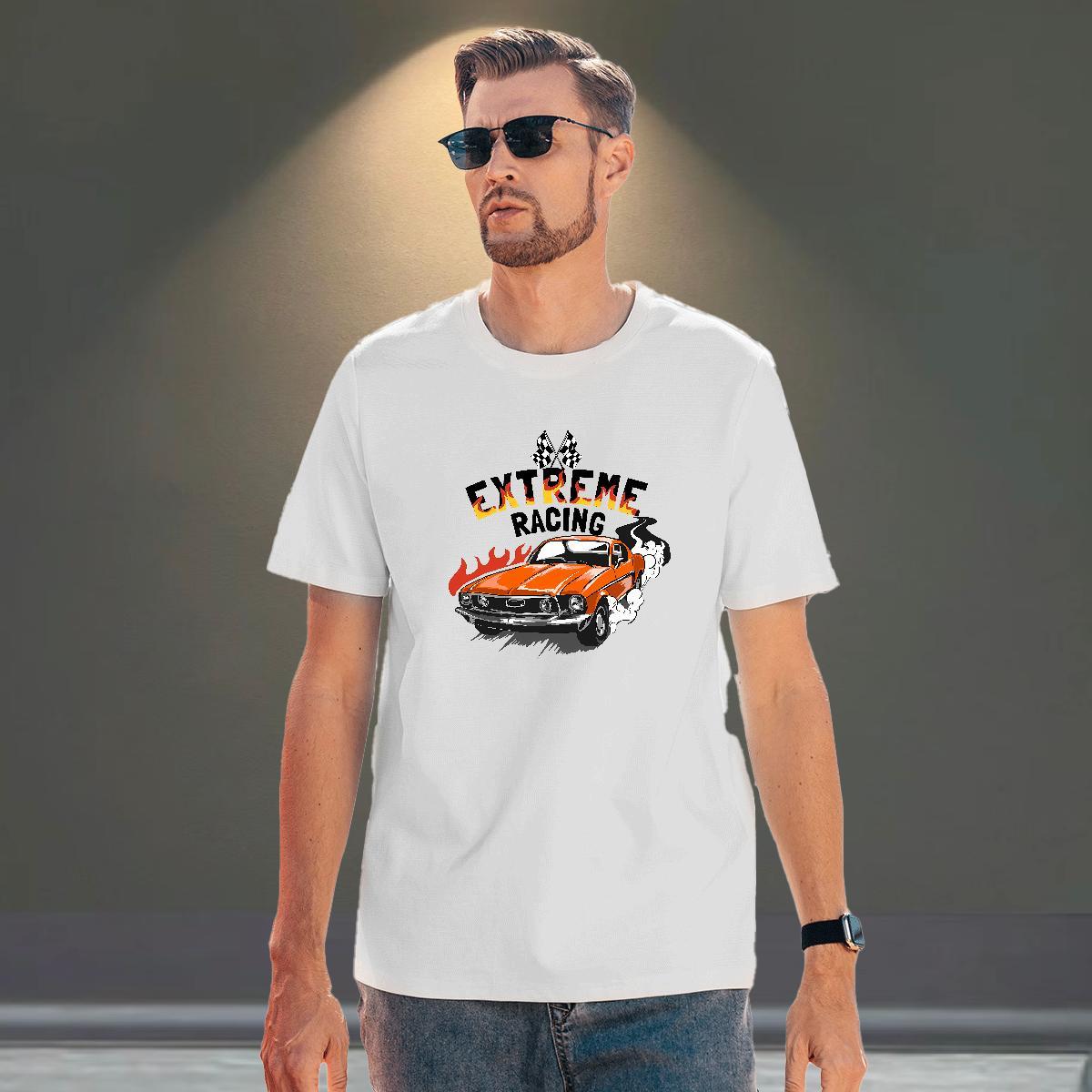Cool Men Clothes T-Shirt Hip Hop Street 100% Cotton 230g Plus Size Cartoon Breathable Short Sleeve car T Shirt For Man Fashion Design Polos