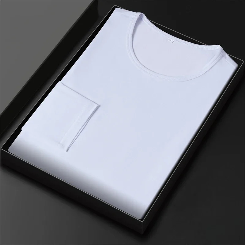 Mens Cotton Round Neck Long Sleeved T-shirt Summer Comfortable Top 240820
