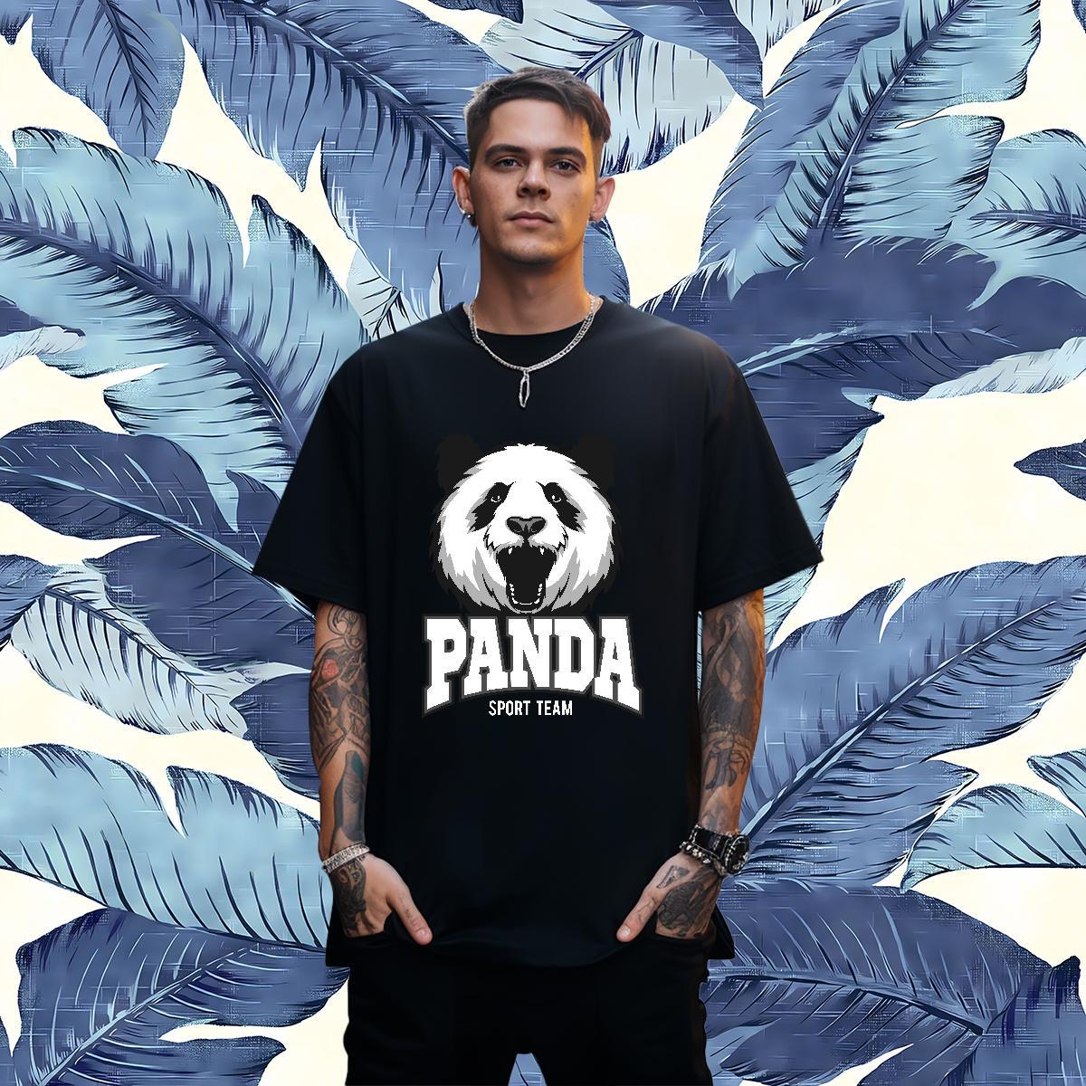 Comfortable T-Shirts panda Breathable Short Sleeve Home Outdoor Custom Printing 230g Cotton Men Tshirts Stylist Polos
