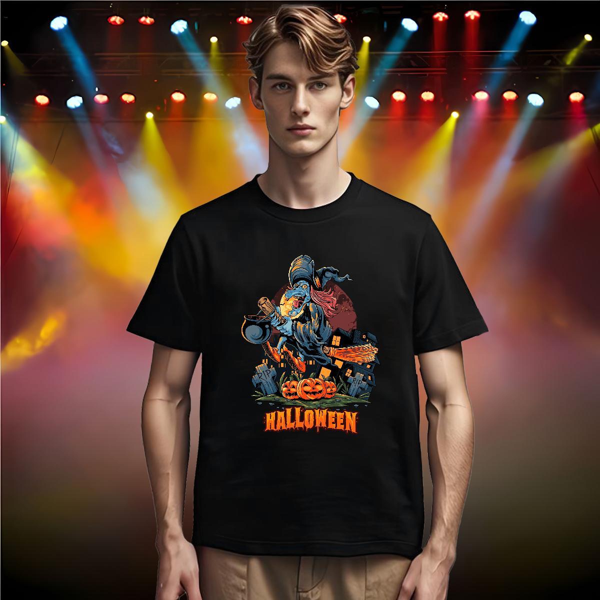 Fashion Designer Mens Tshirts halloween Street Casual 230g 100% Cotton Wear Breathable Soft T-Shirts Asian Size