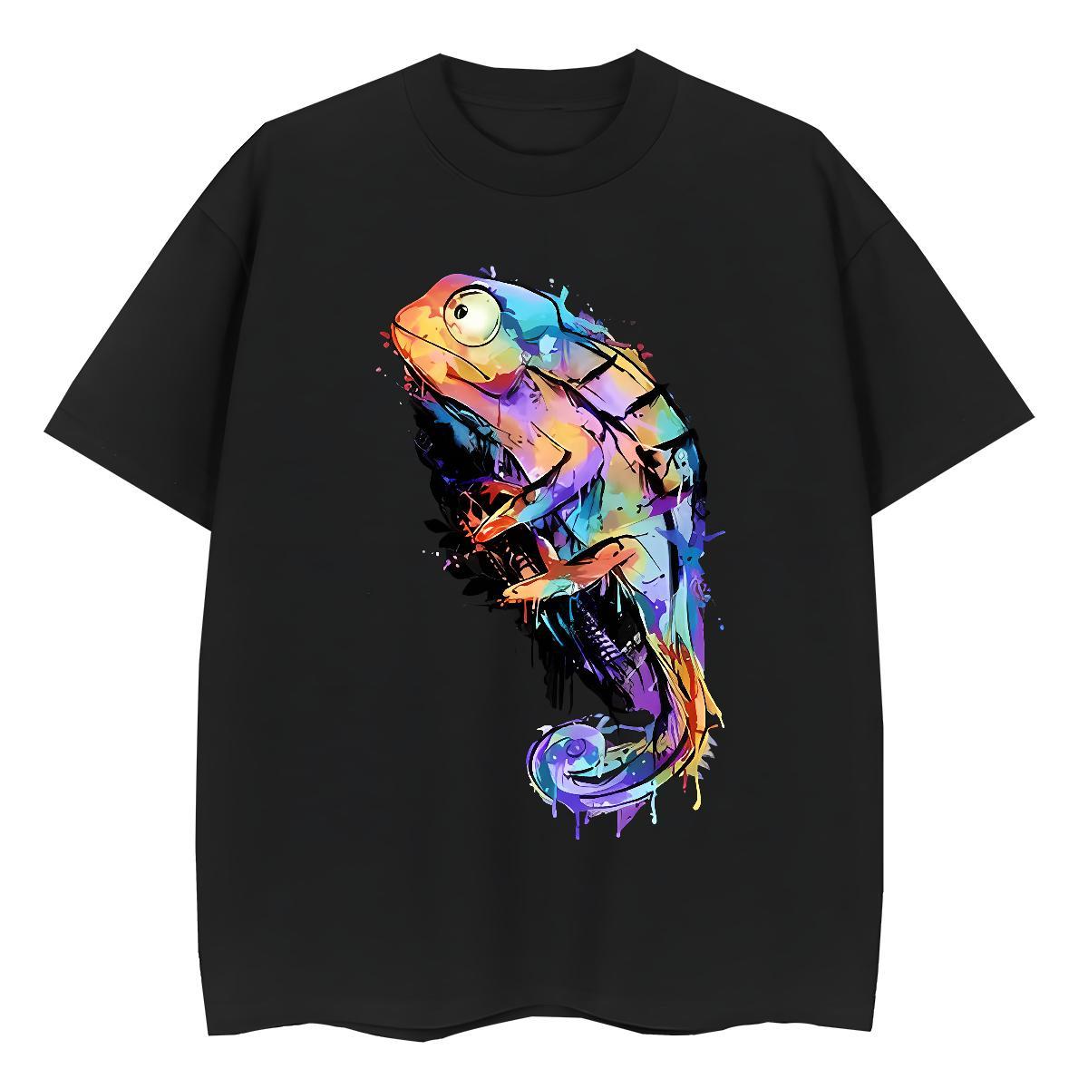 Fashion Casual Men Clothes T-Shirt colorful fish Casual Daily Wear 230g Cotton Tee Shirt Breathable Cool Design T-Shirts for Men Custom Big Size