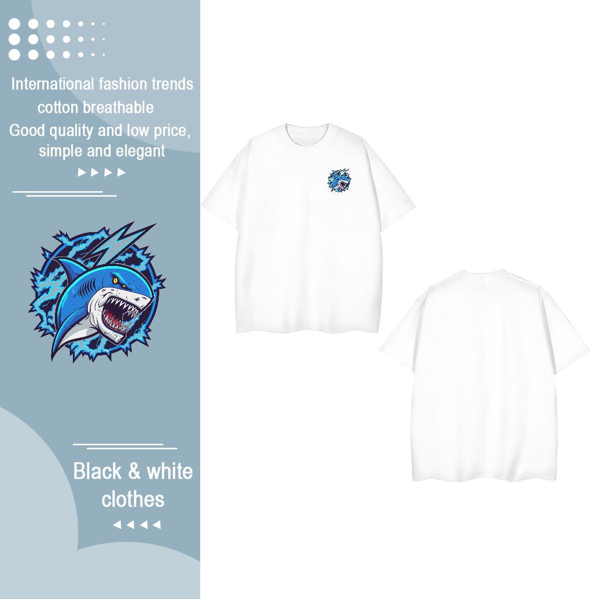 2024 Designer Tshirt for Man Woman Shark Daily Wear 230g Pure Cotton Tops Shirt Crew Neck Free Shipping T Shirts Men Custom Print Oversized