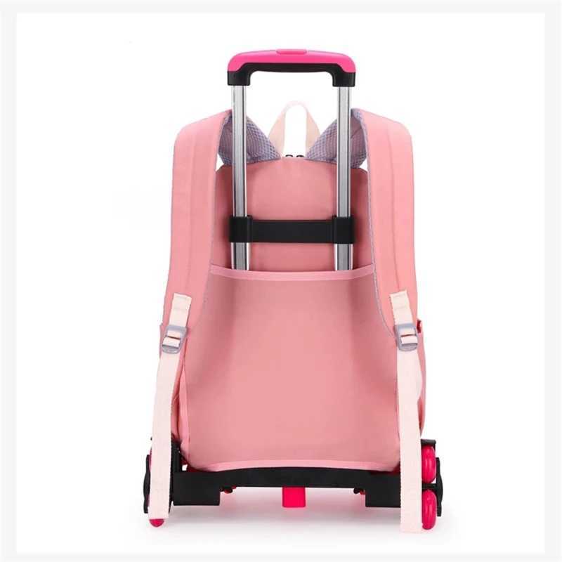Orthopedic School Bag Child with Wheels Waterproof Primary Student Backpack Travel Bagpack for Teenage Girls Trolley Schoolbags Y240820