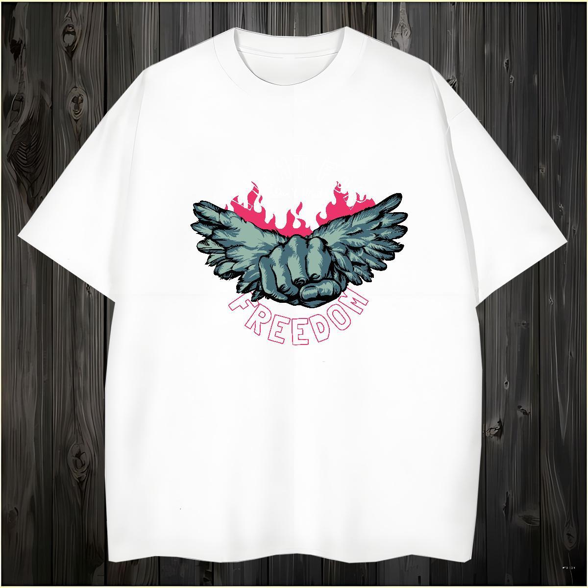 Mens T Shirts 230g Cotton wing Sport Breathable Short Sleeve Custom Printing Men Tops Tees 2024 Summer Cool Design Clothes