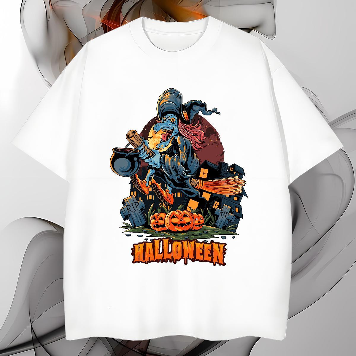 High Quality T-Shirts for Men pumpkin Breathable Short Sleeve Street Custom Printing 100% Cotton 230g Tshirt for Man Woman 2024 New Clothes