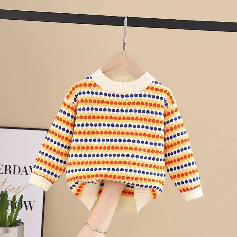 New baby mens warm autumn and winter childrens sweaters knitted sweaters womens colorful striped sweaters W240820