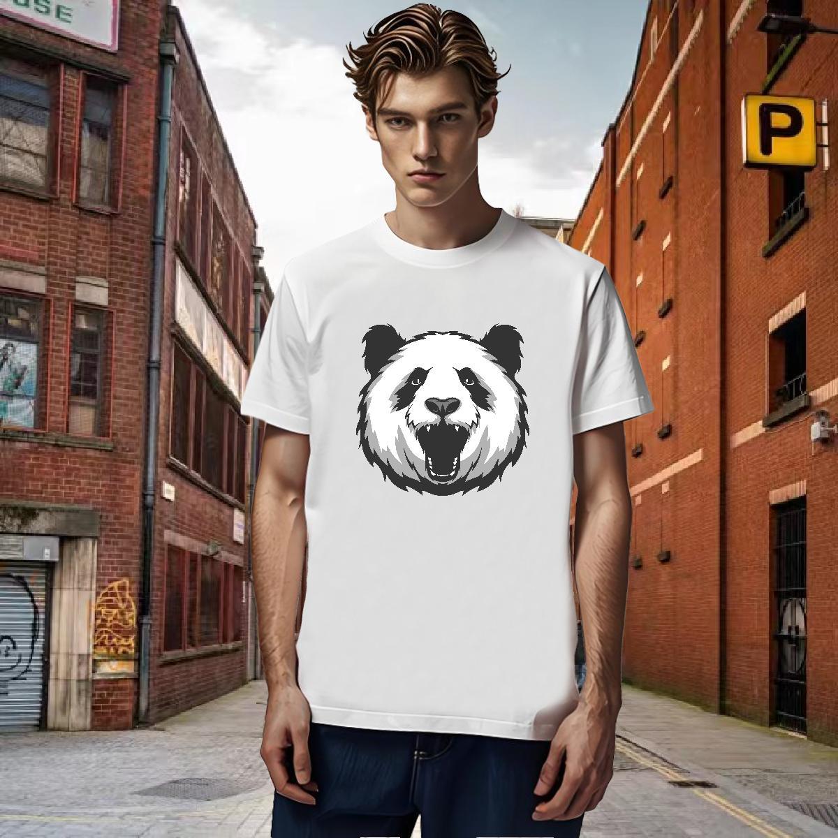 Men T Shirts 230g Pure Cotton panda Street Wear Breathable Soft Anime Print Men Clothes T-Shirt 2024 Designer Cool Design Top Tees