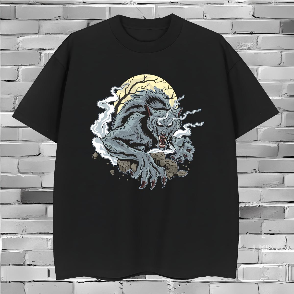 Classic T Shirts Men wolf Breathable Short Sleeve Casual Beach Skull 230g 100% Cotton Tshirt for Man Woman Fashion Designer Clothings
