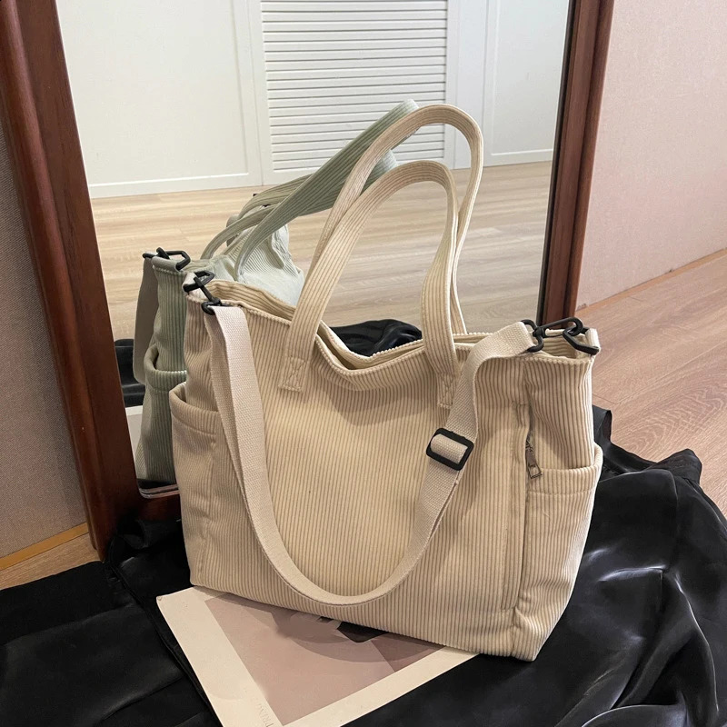 Womens Corduroy handbag large capacity handbag womens handbag 240819