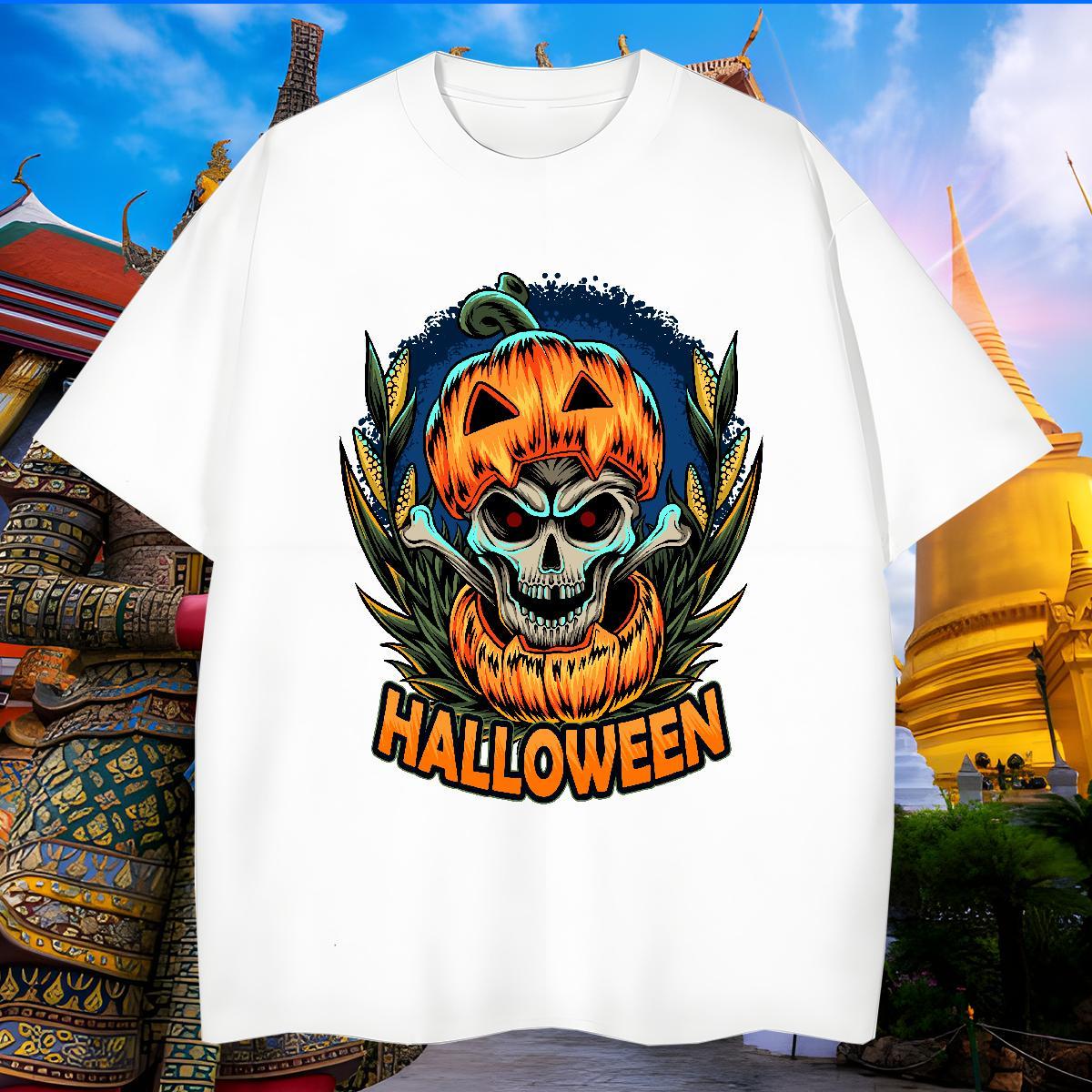 Wholesale Men T Shirts halloween Breathable Short Sleeve Casual Daily Wear Custom Big Size 230g Pure Cotton Men Tshirts New Designer Clothings