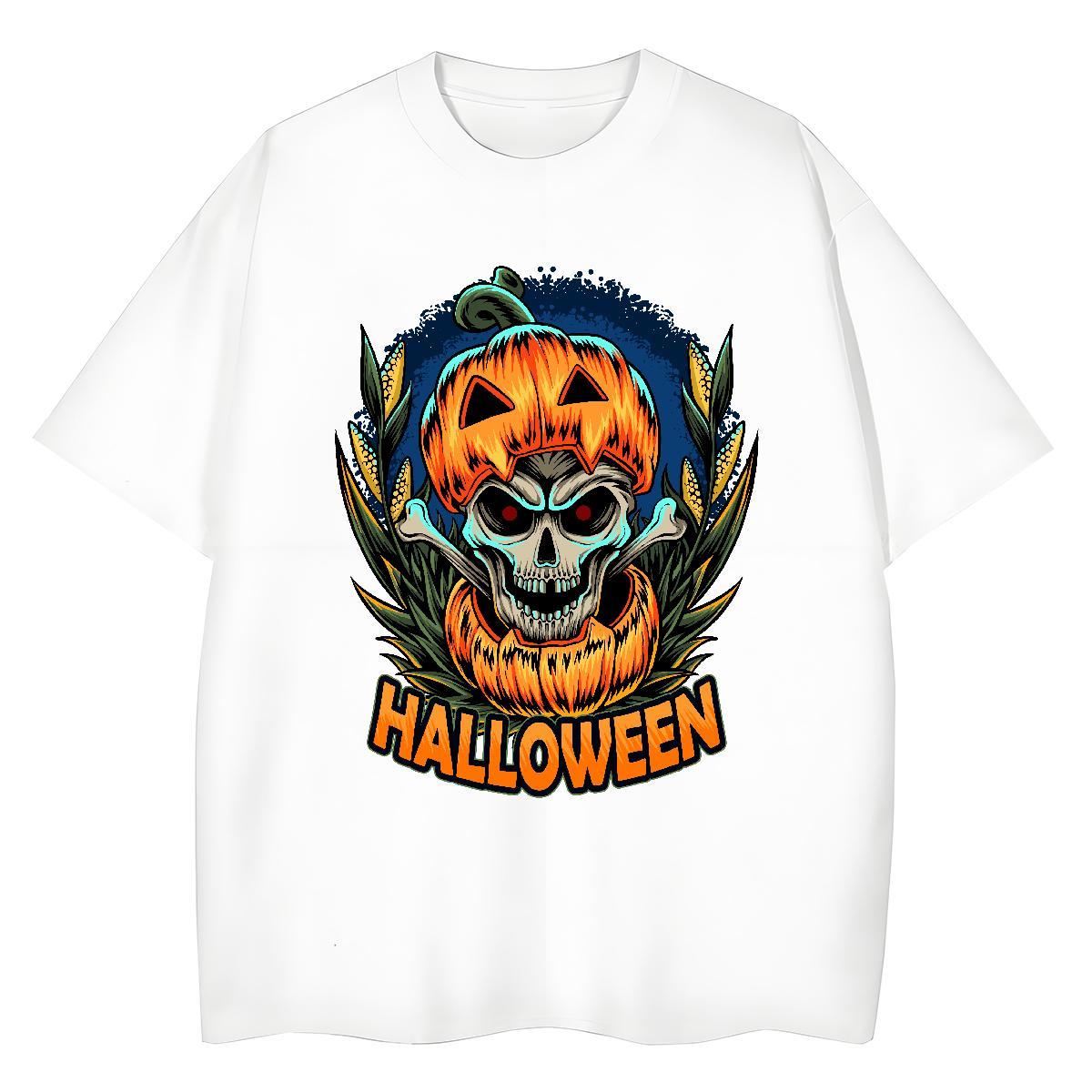 New Tshirt for Man Woman halloween Summer Casual 230g Pure Cotton Tee Shirt Short Sleeve Soft Cool T-Shirts Plus Size Cartoon