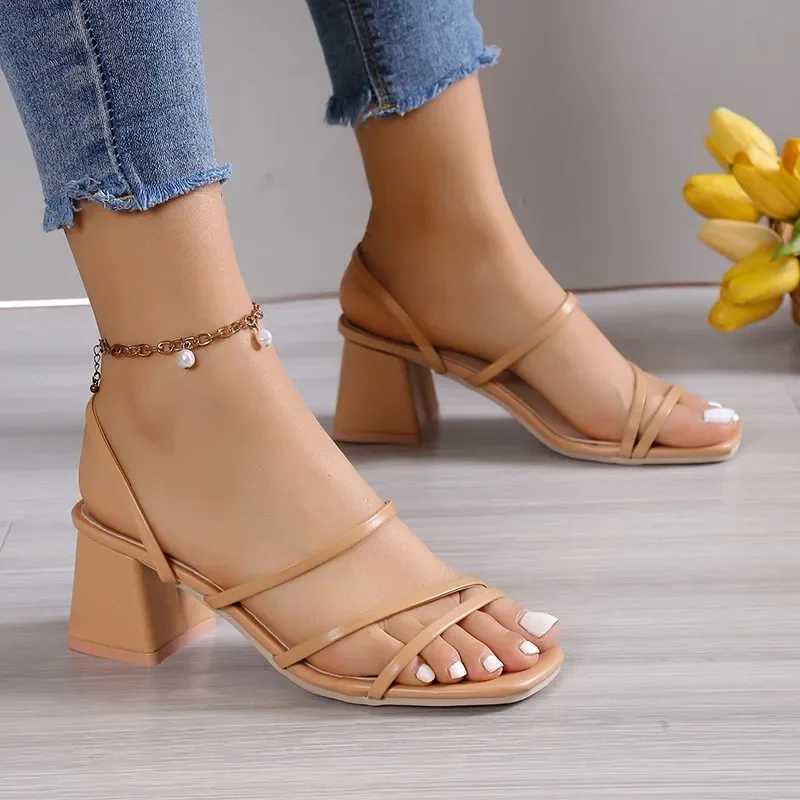 Women High Heel Sandals Summer Casual Female Shoes Woman Square Heel Open Toe Ankle Strap Ladies Sandalias Wedge Shoe 2022 New CL240806
