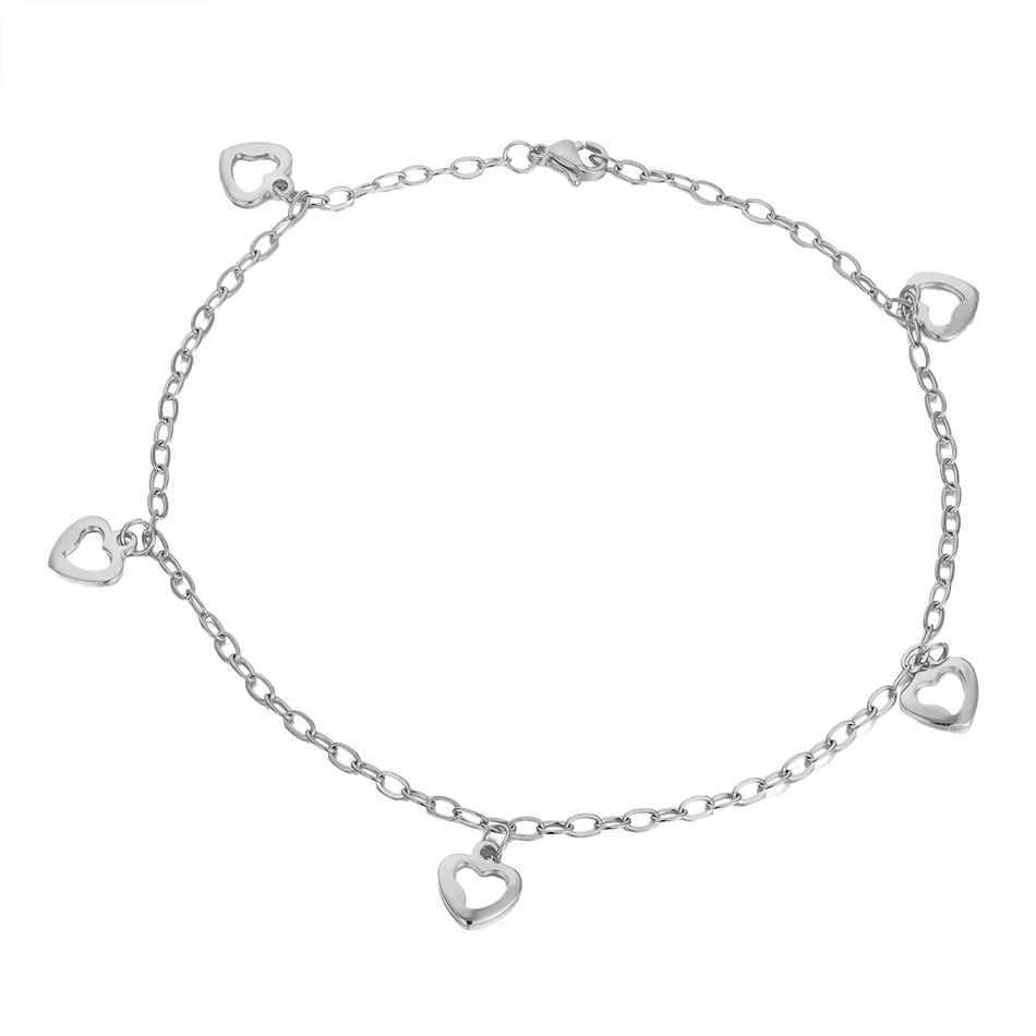 Fashion Womens Ankle Pendant Love Heart shaped Foot Bracelet Stainless Steel Chain Link Jewelry Accessories Gold Gift W240815
