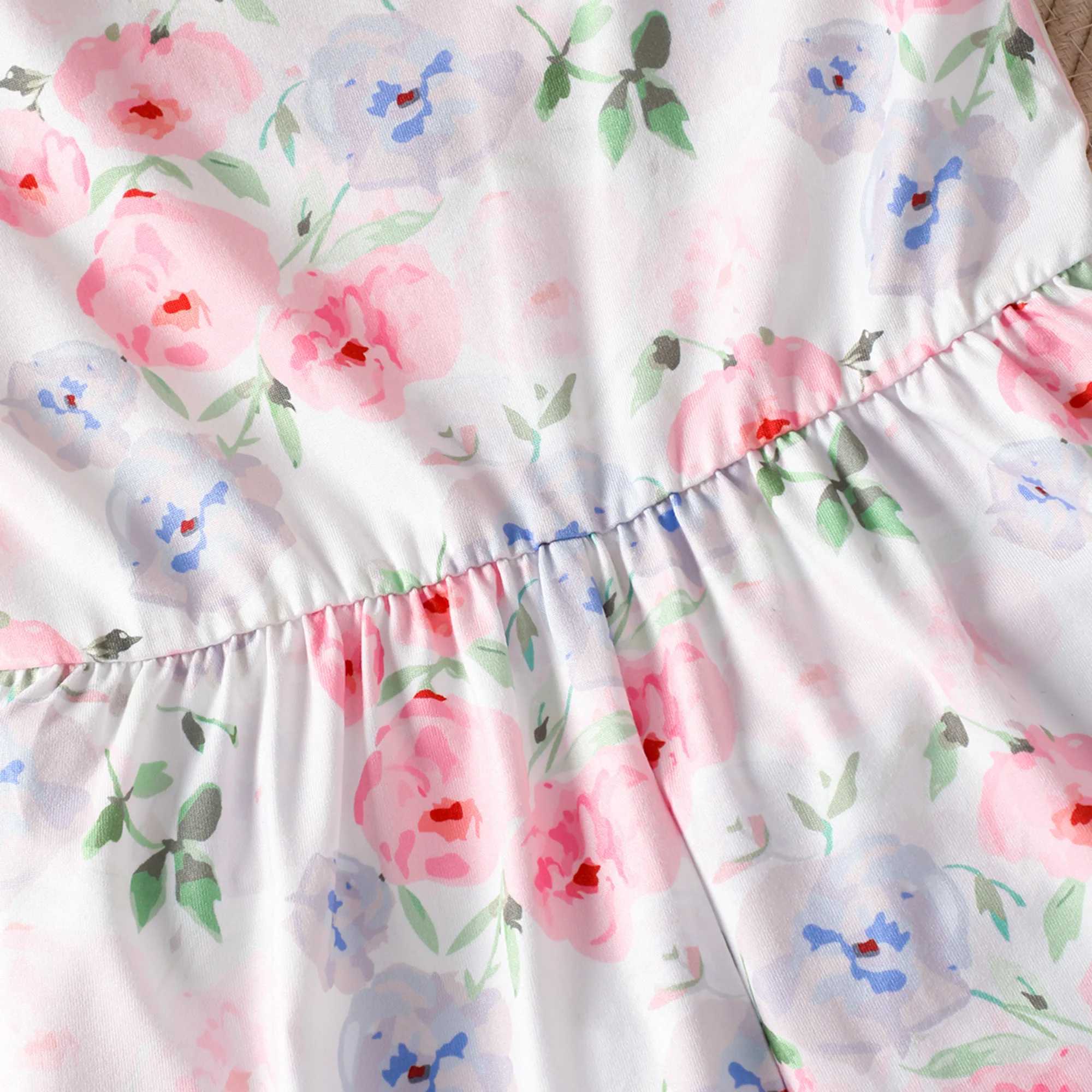 Cute girl floral jumpsuit dreamy floral print sleeveless jumpsuit for summer holiday gift parties W240806