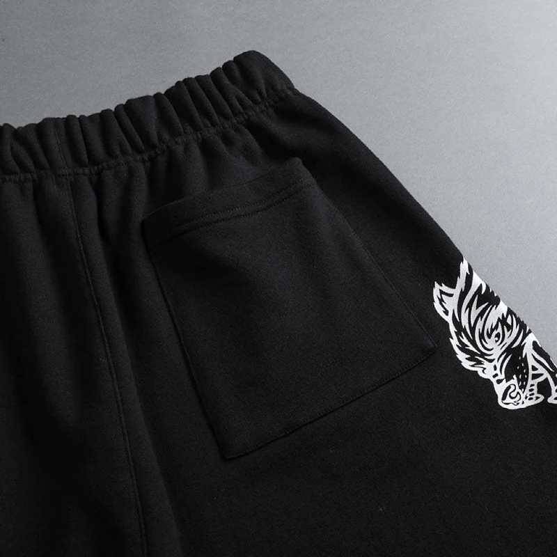 Summer new cotton casual mens five quarter pants printed Wolf head mens shorts outdoor fitness exercise pantsXJ240817
