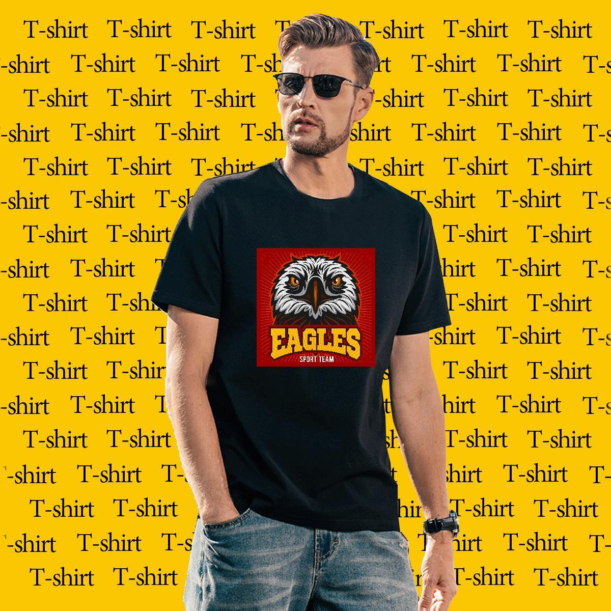 Popular T shirt eagle Breathable Short Sleeve Spring Summer White Plus Size 100% Cotton 230g Tshirt for Man Woman 2024 DIY Wear