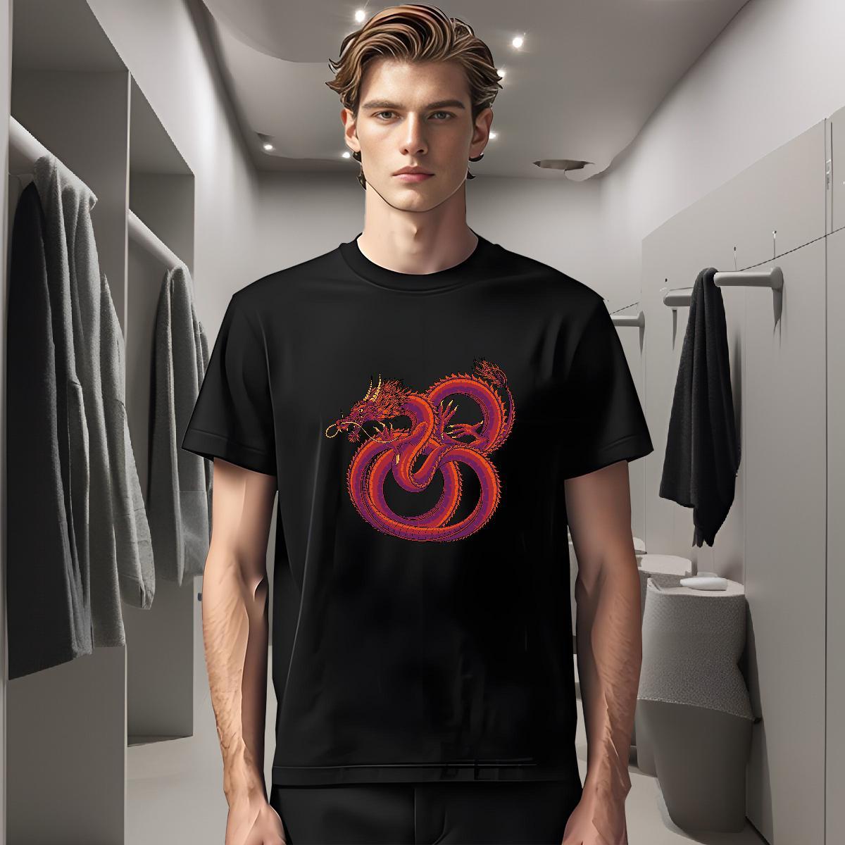 T Shirts Men 100% Cotton 230g dragon Casual Beach Breathable Crew Neck DIY Printed Couples T Shirts New Designer TOP Quality Clothings
