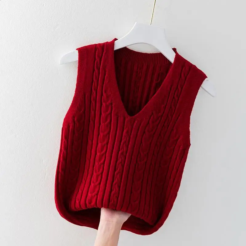 Knitted Womens Fashion Sweater Vest Spring and Autumn Style Loose Sleeveless Underwear Top 240819