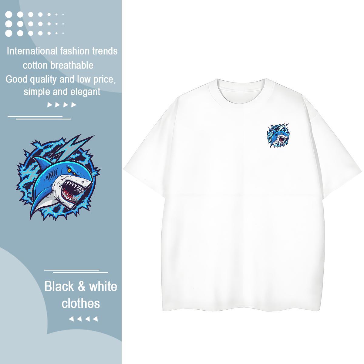2024 Designer Tshirt for Man Woman Shark Daily Wear 230g Pure Cotton Tops Shirt Crew Neck Free Shipping T Shirts Men Custom Print Oversized
