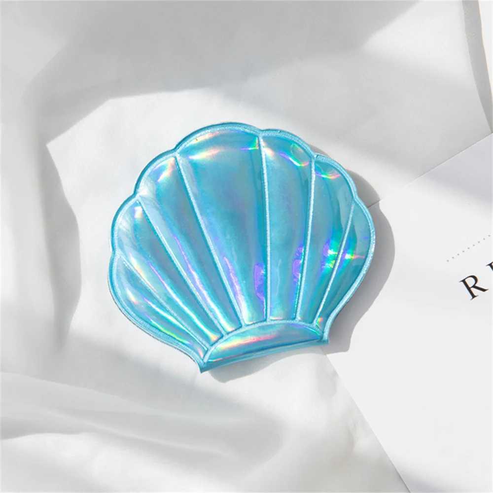 Shell Shape Makeup Mirror Double-Sided 2X Magnifying Vanity Folding Laser Mini Pocket Cosmetic Mirror Hand Compact Beauty Mirror Y240819