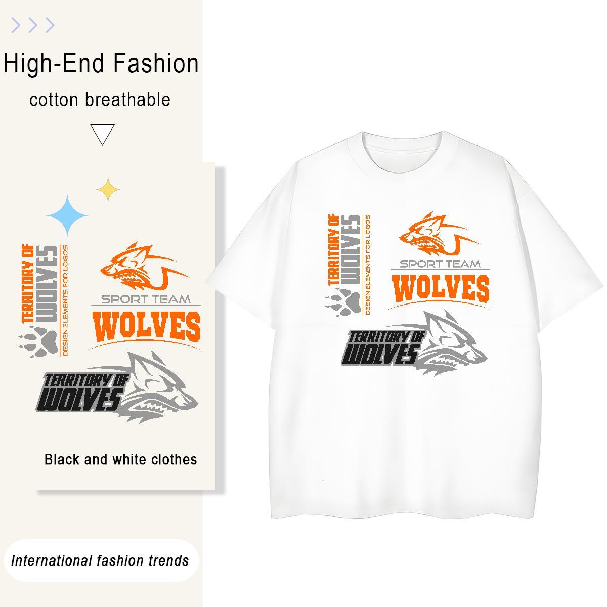 New Couples T Shirts Outdoor Breathable Crew Neck Polos Designer 230g Pure Cotton wolf Black Oversized T-Shirts