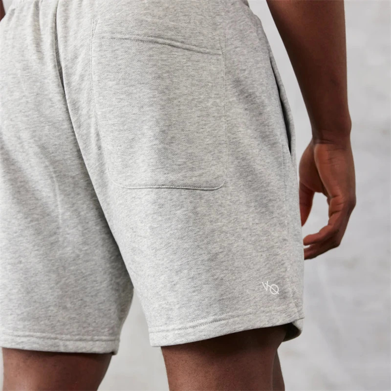 Cotton gray flat bottomed pants mens casual quarter fashionable printed fitness exercise jogging sports 240819