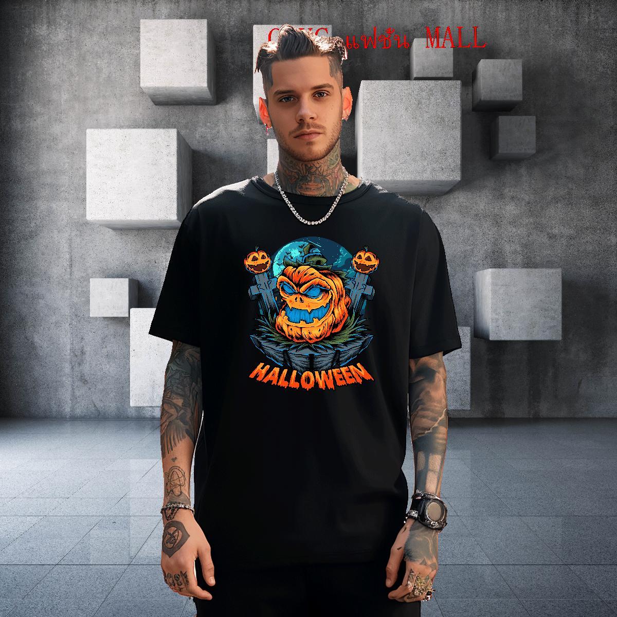 Fashion Design halloween Tshirt for Man Woman 230g Cotton T-Shirts for Men Oversized 4XL High Street Hip Hop O Neck Short Sleeves Loose Tops Shirt