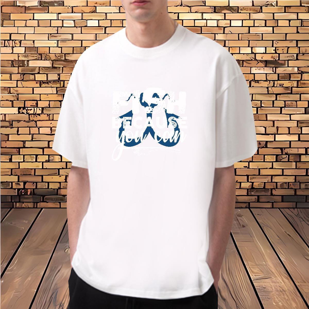 Designer fish 230g 100% Cotton Men Tshirts Street Wear Crew Neck Breathable T-Shirts Fashion Casual Plus Size Cartoon Top Tees