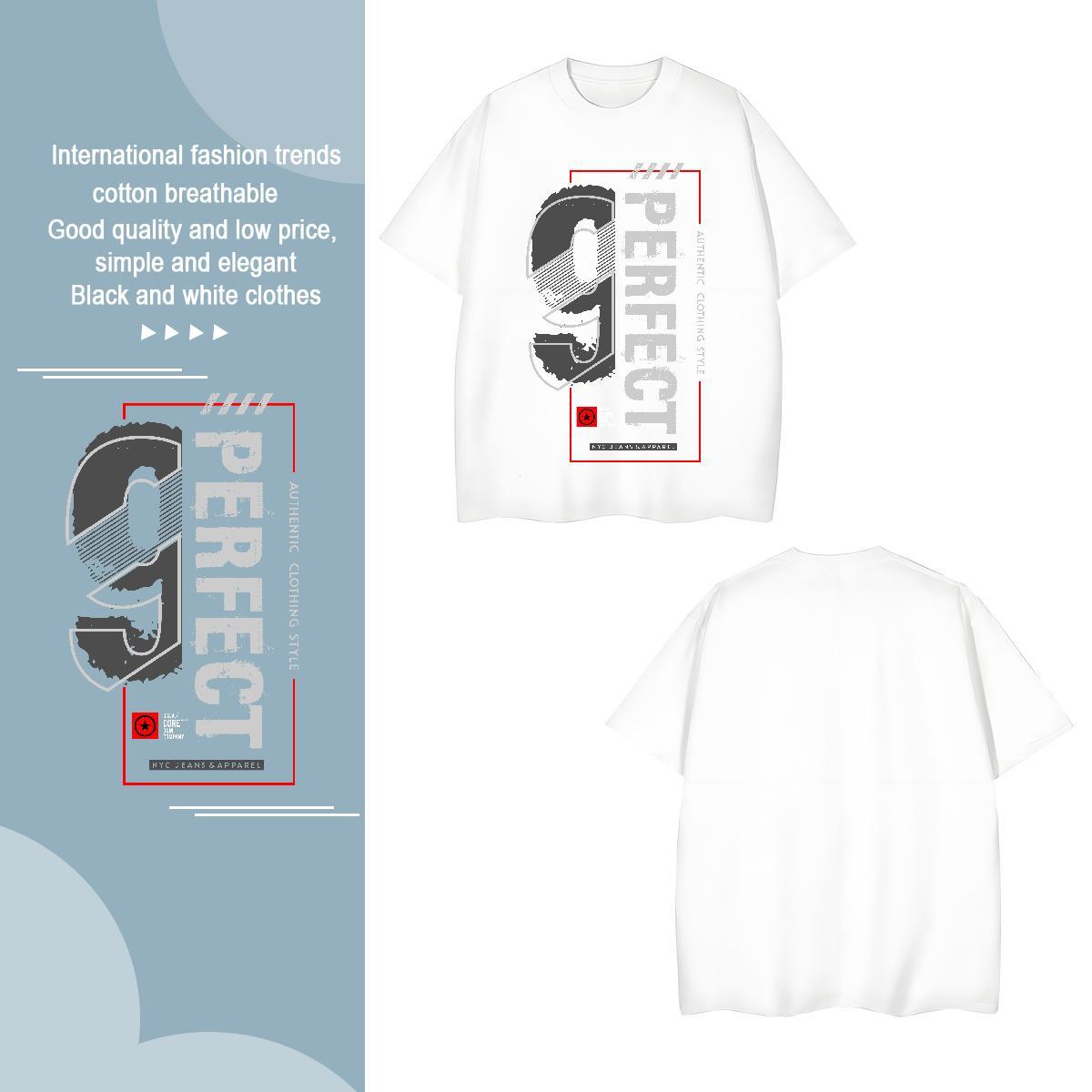 Cool letter 230g Cotton Tshirts High Street Hip Hop Breathable Crew Neck T Shirts Men Fashion Designer Oversized 4XL Tee Shirt