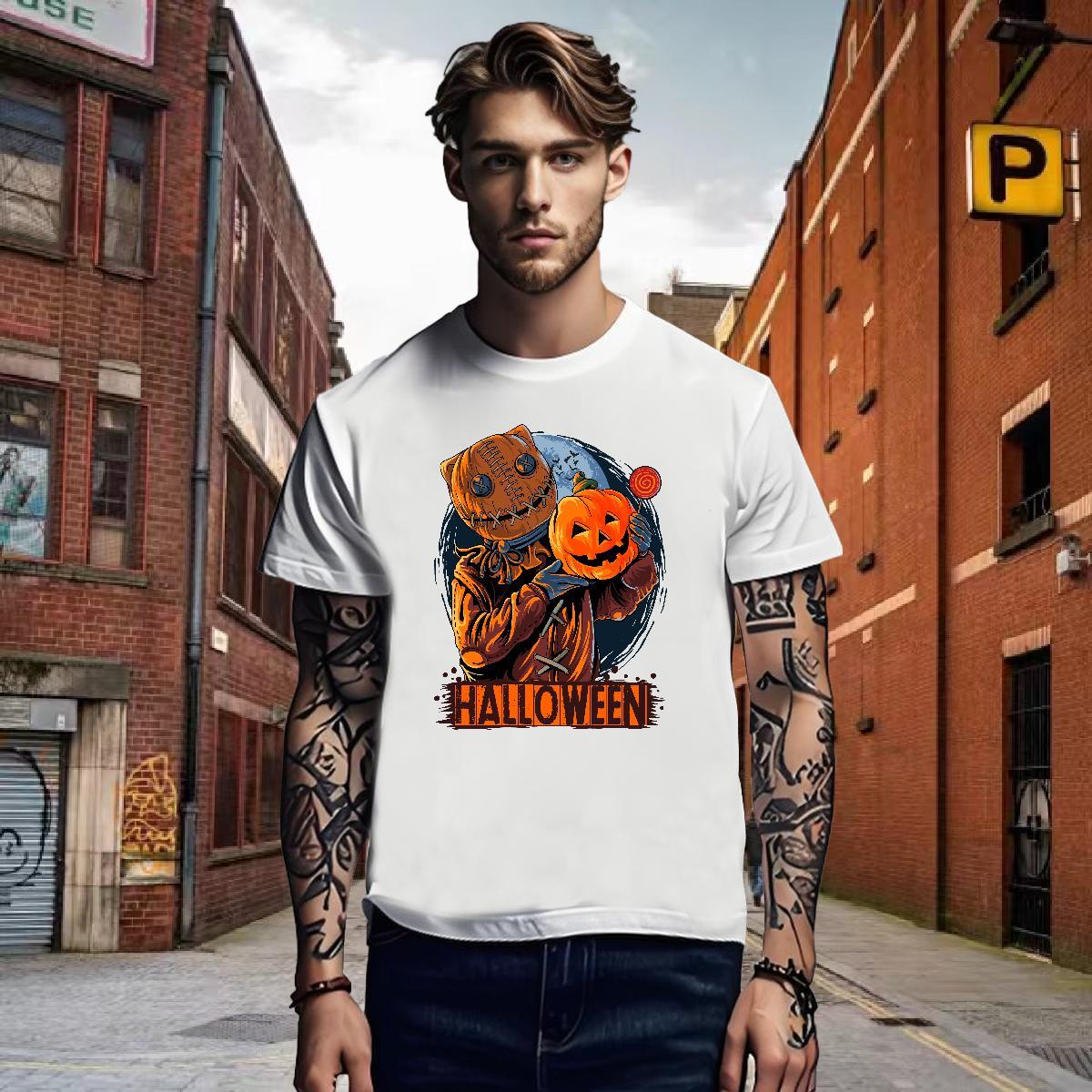Men T Shirts 230g Cotton pumpkin High Street Hip Hop Round Neck Short Sleeve Custom Big Size Tshirts Fashion Casual Brand Polos