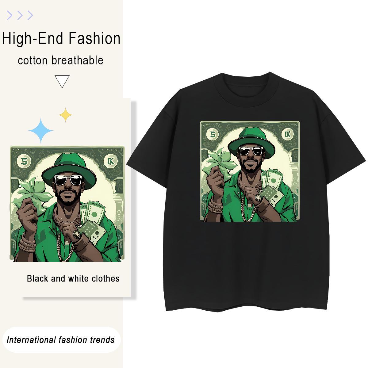Loose Tshirt for Man Woman Street 230g 100% Cotton Custom Print Plus Size Breathable money Mens T Shirts Fashion Wear