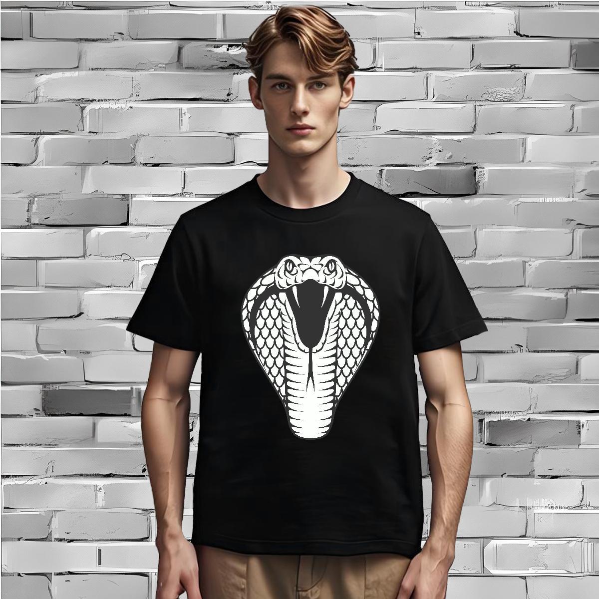 Fashion Casual Men Tees cobra Daily Wear 100% Cotton 230g Tops Shirt Round Neck Short Sleeve Unisex T Shirts Men Custom Anime