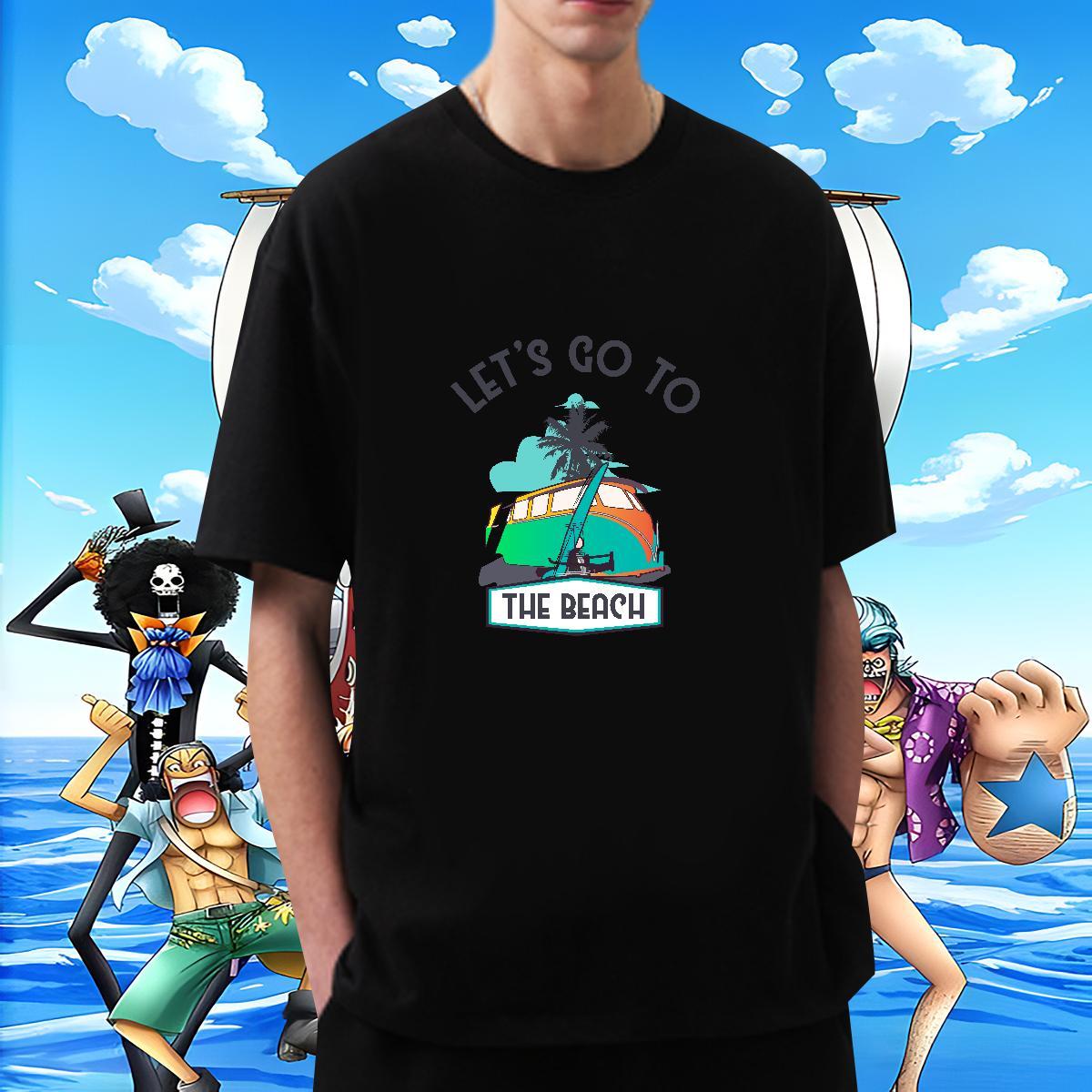 Free Shipping Men Tshirts Daily Outfit 230g Pure Cotton Cartoon Print Breathable Crew Neck beach T Shirts Men 2024 Designer Top Tees