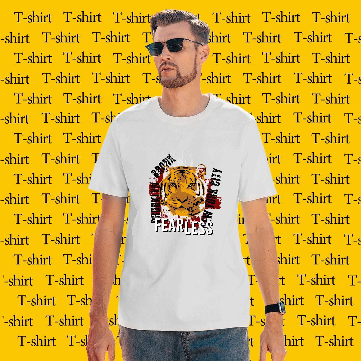 High Quality T shirt tiger Breathable Soft Street DIY 100% Cotton 230g Men Tops Tees New Designer Tshirts