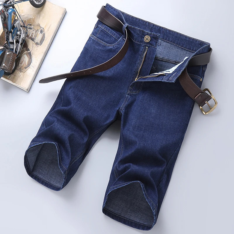 Summer thin denim mens shorts highquality jeans pure cotton straight blue casual size 40 240819