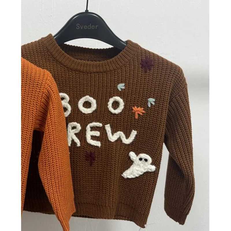 FOCUSNORM 3 Colors Autumn Baby Boys Girls Halloween Sweater 0-3Y Ghost Letter Embroidery Crew Neck Long Sleeve Pullover Knit TopXJ240819