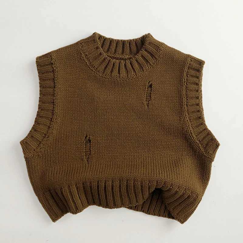 Autumn Spring Baby Girls Boys Knitting Vest Sleeveless Solid Color Knitting Pullover Sweater Korean Style Kids Knitting VestXJ240819