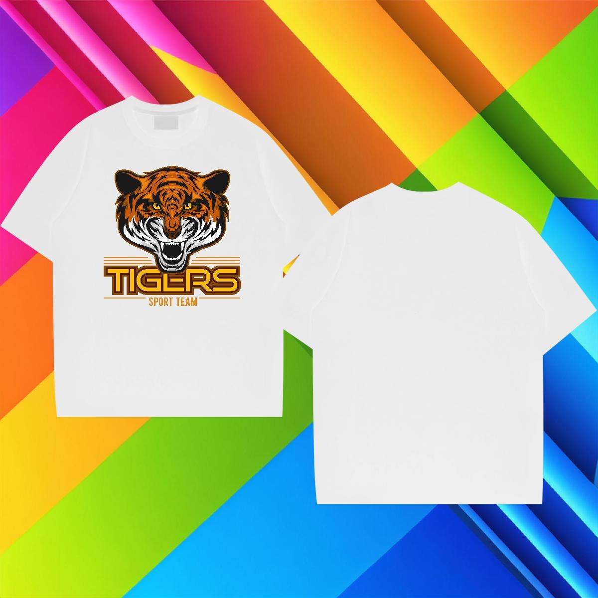Classic T-Shirts for Men tiger Breathable Short Sleeve Anime Printing Street Customized 230g 100% Cotton Men Tshirts Fashion Design Wear