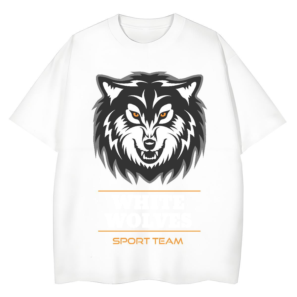 Custom Couples T Shirts wolf Street wear Hip Hop 230g Cotton Tshirts O-Neck Short Sleeve Popular T Shirt For Man Plus Size Cartoon