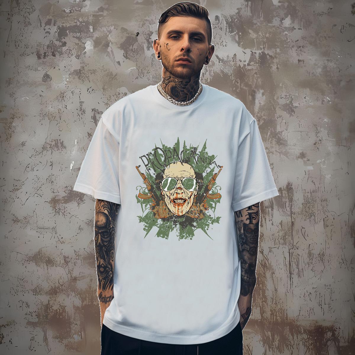 Unisex T shirt long-barrelled gun O Neck Short Sleeves Casual Daily Wear Black Oversized 230g 100% Cotton Mens Tshirts Fashion Designer Tops