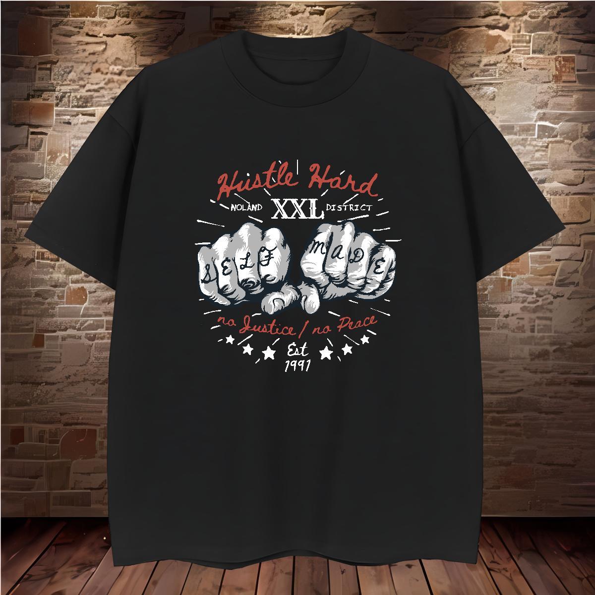 T Shirts Men 100% Cotton 230g hand- Hip Hop Street Breathable Short Sleeve Black White Mens Tshirts Brand Designer Tops