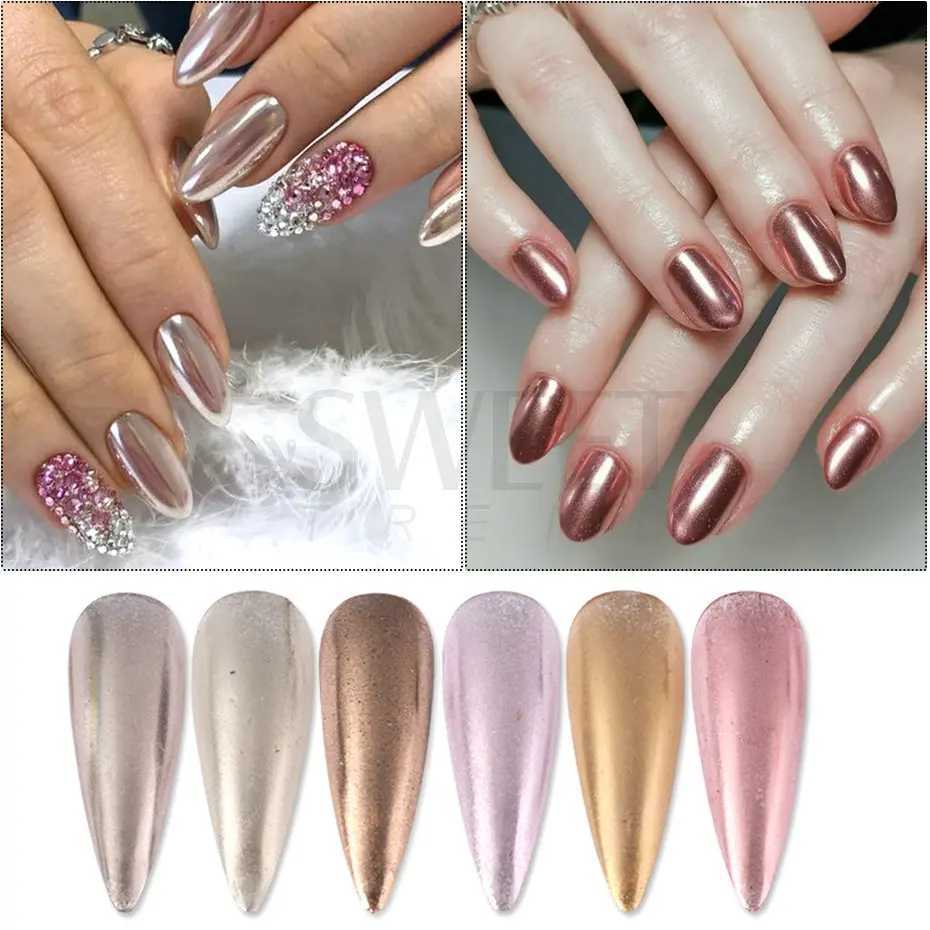 Liquid Mirror Powder Nail Glitter Holographic Metallic Color Dust Metal Effect UV Gel Polish Chrome Pigment Manicure Decor BEALXJ240815