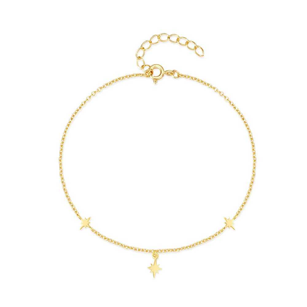 ROXI 925 sterling silver smooth octagonal star stacked ankle bracelet suitable for womens outdoor beach ankle chain boutique jewelry tobilleras W24081