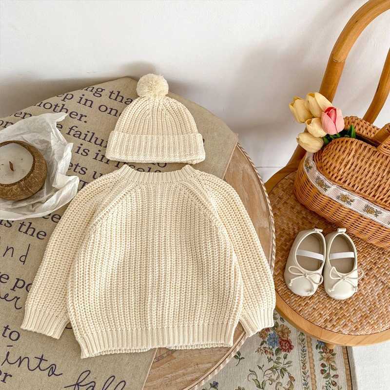New autumn baby clothing 0-3 year old girls and childrens beige knitted long sleeved jacket cardigan sweaterXJ240819