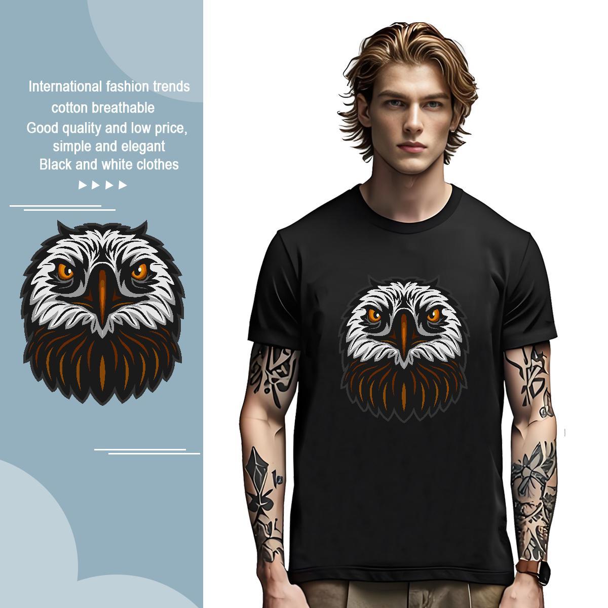 Soft T shirt owl Breathable Short Sleeve Daily Outfit Asian Size 230g Cotton Men Tees Designer Top Tees