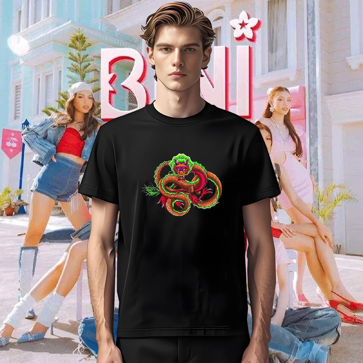 T-Shirts 230g Cotton dragon Daily Wear Crew Neck Breathable Black White Men Tops Tees Custom Loose Tshirts