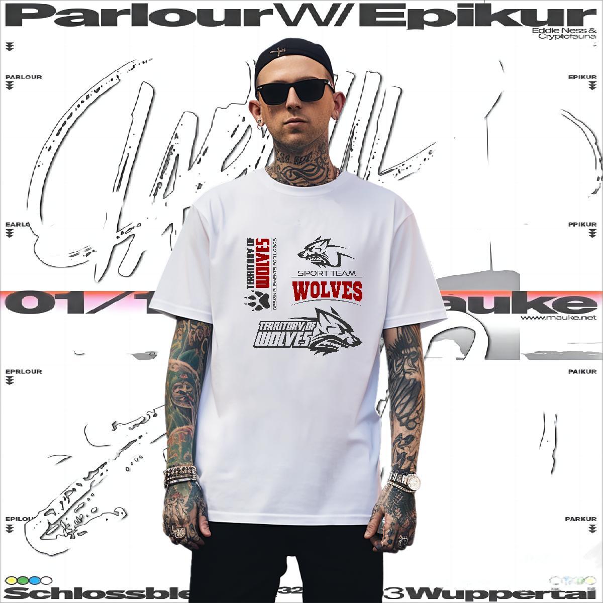 Cool Design T-Shirts wolf Breathable Short Sleeve Sports Casual Custom Printed 230g 100% Cotton Tshirt for Man Woman DIY Tee Shirt